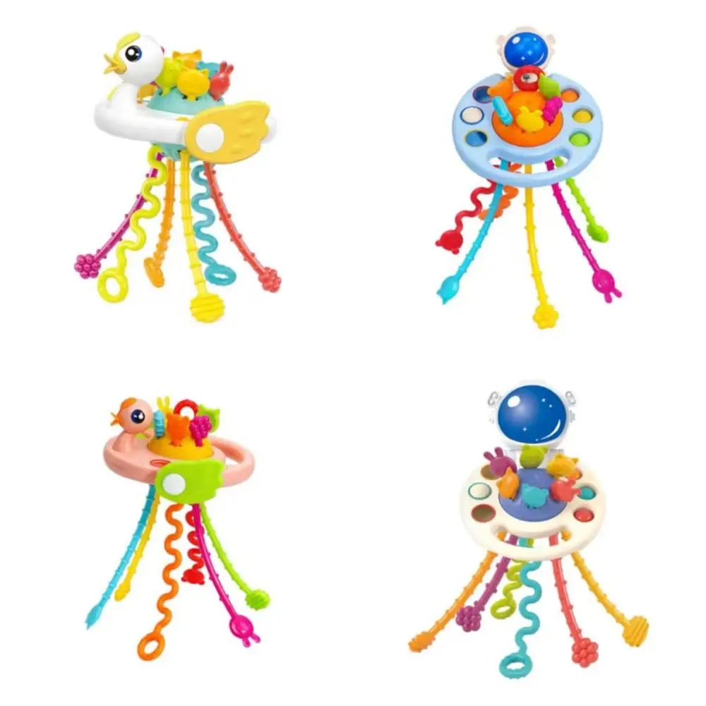 Be Pressed Boilable UFO Pull String 1-3 años juguetes Montessori para bebés desarrollar la dentición juguetes sensoriales juguetes educativos para niños juguete para bebés