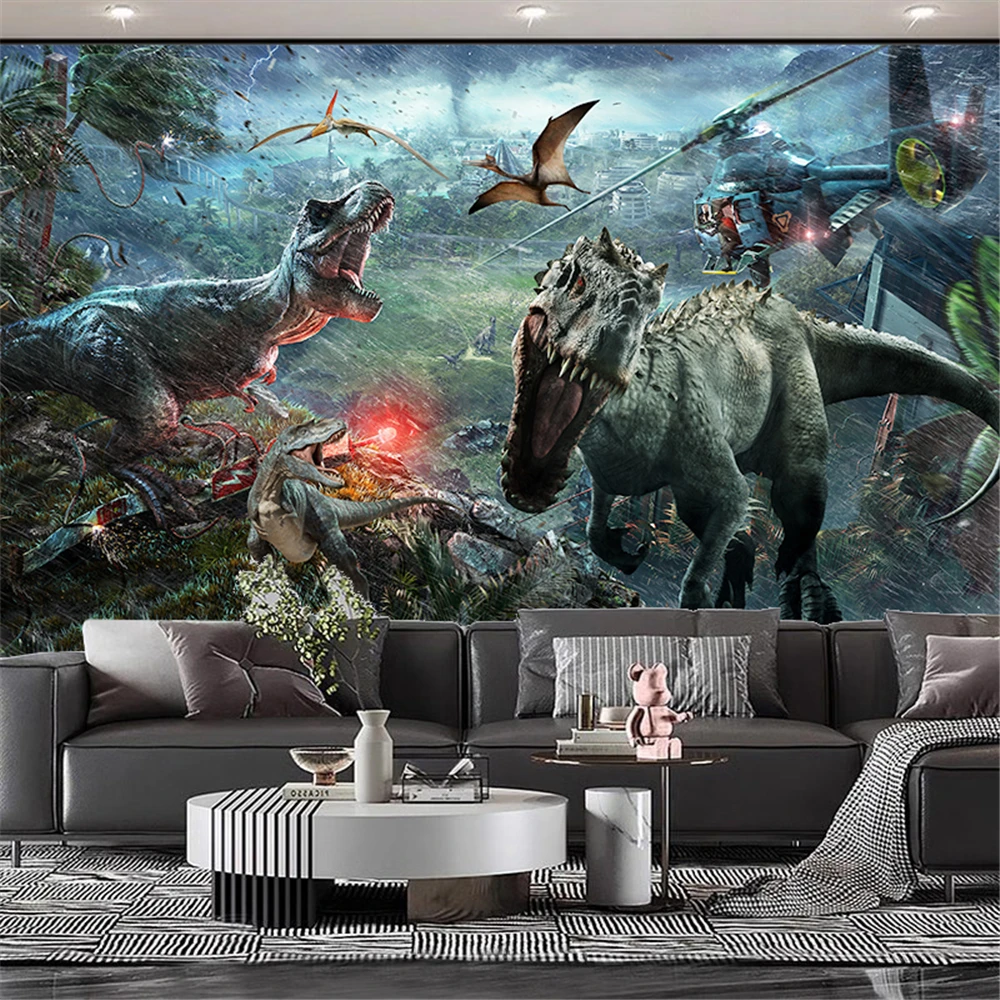 مخصص الكرتون ديناصور خلفية لغرفة الأطفال خلفيات بنين بنات غرفة نوم papel دي parede ثلاثية الأبعاد الفن جدارية ديكور المنزل