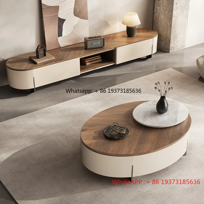 Wholesale Modern TV Cabinet TV Stand Unit Modern with Coffee Table Set Luxury Walnut Wooden Media Console TV Stand Cabinet