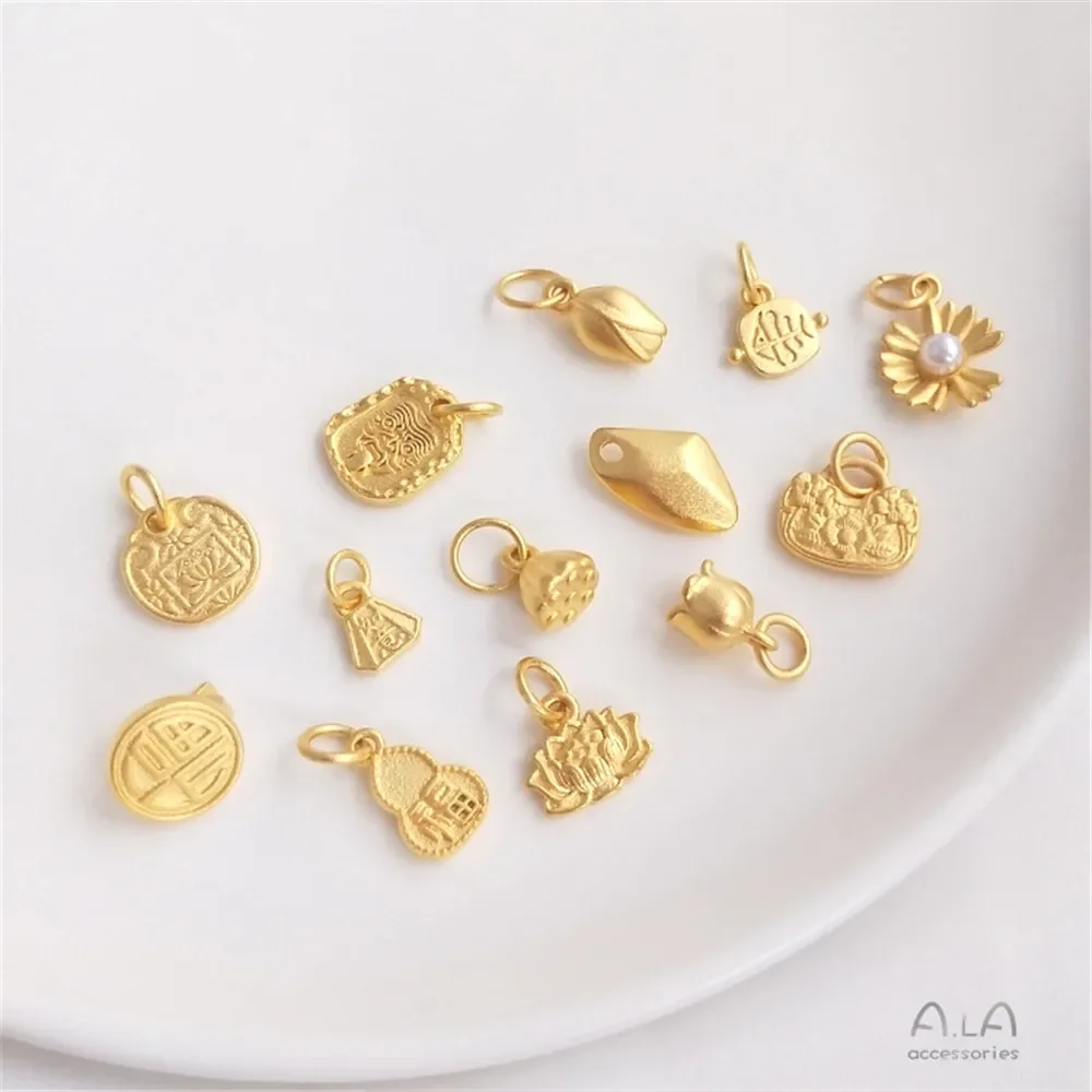 

Sand gold bud lotus lotus Daisy lucky stone Zaki Ram pendant diy first jewelry pendant