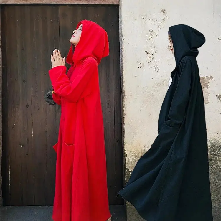 

Witch Robe Color Open Cardigan Long Sve Women's Coat Regular Length Linen Material Pure Color Spring Season Faion Ladies...