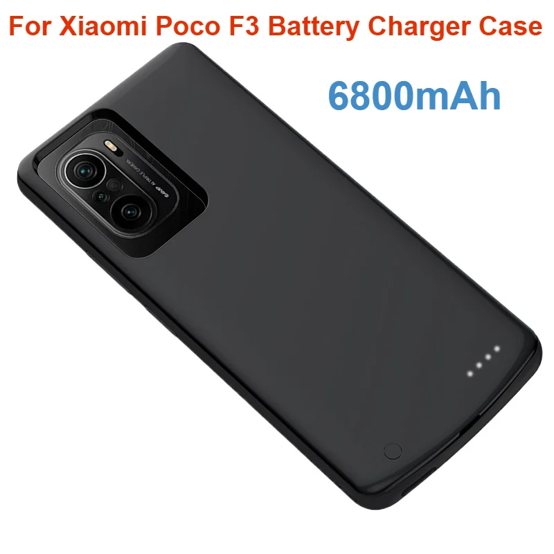 For Xiaomi Poco F3 Charging Cases Battery Charger Case Portable Silm Silicone Shockproof External Power Bank Phone Case 6800mAh