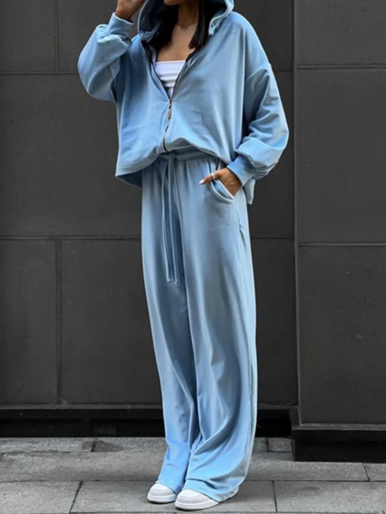 

Spring Tracksuit Women Two Piece Set - Oversized Hoodie Sweatpants Solid Color Sportswear Suit Casual Sweatshirt Trouser Set