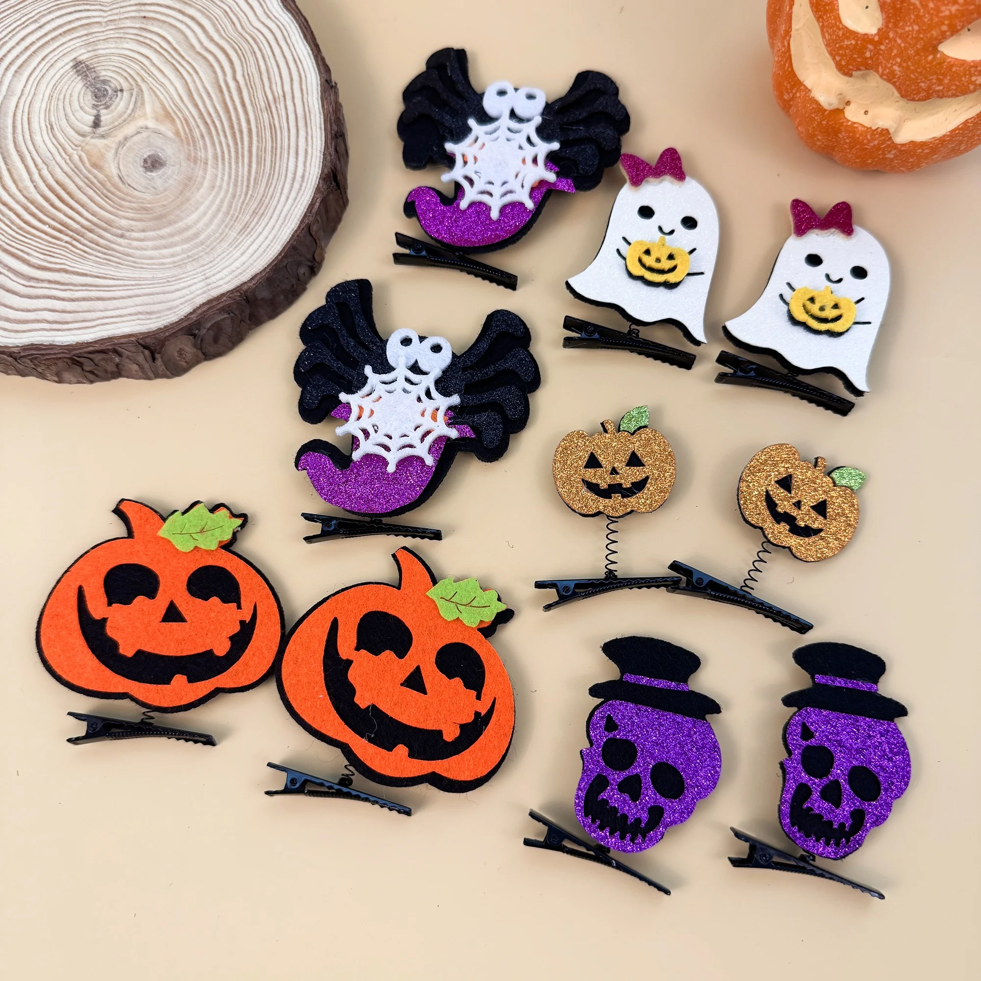 10 pçs meninas festa de halloween acessórios para o cabelo abóbora diabo grampos de cabelo conjunto cratoon primavera grampos presilhas crianças headwear