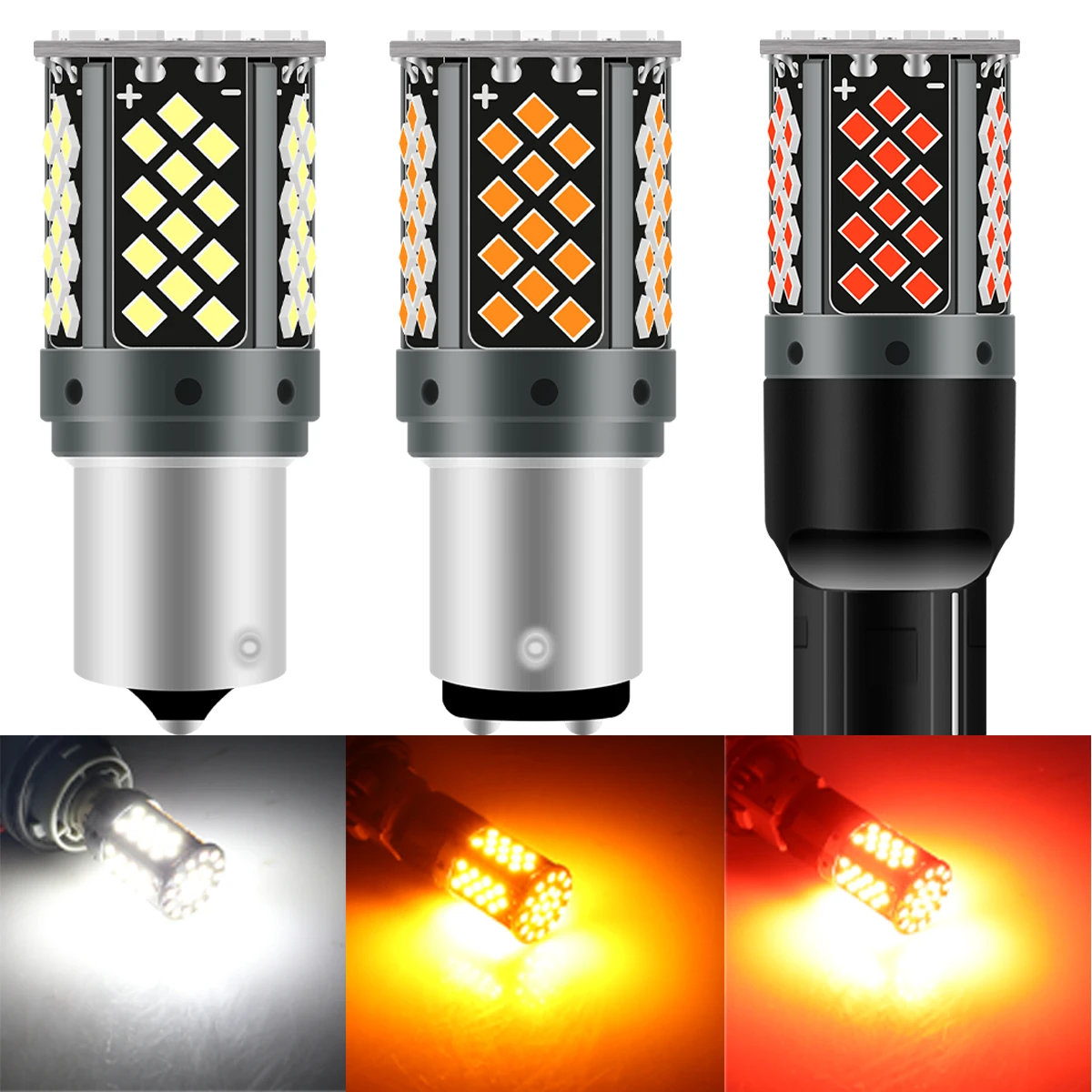 1PCS PY21W P21/5W 1156 Ba15s 1157 Bay15d 7440 7443 For Car LED Bulbs Turn Signal Light 81SMD Brake Reverse Parking Lamps 12V