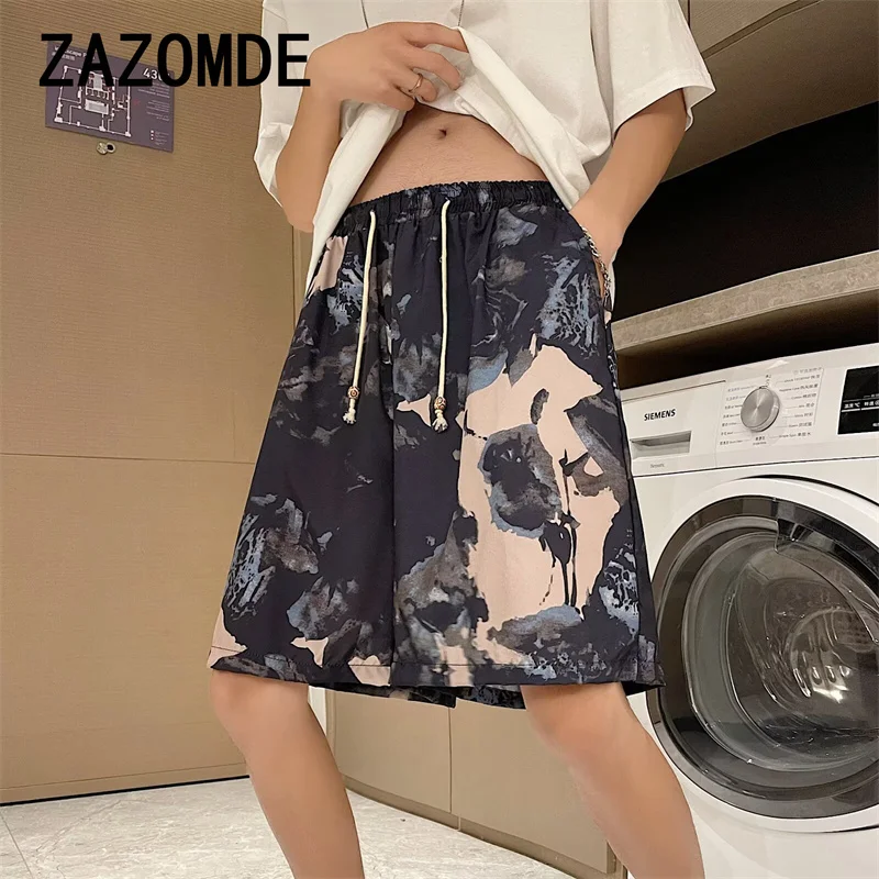 Zazomde กางเกงขาสั้นบางเฉียบแห้งเร็วสำหรับผู้ชายแฟชั่นลำลองพิมพ์ลายบูติก Comfort แฟชั่นระบายอากาศได้ดี