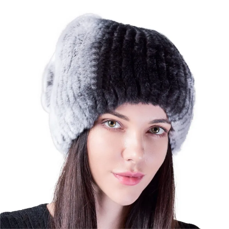Fashionable hats women's woolen flower warm yarn ear-protecting fur and