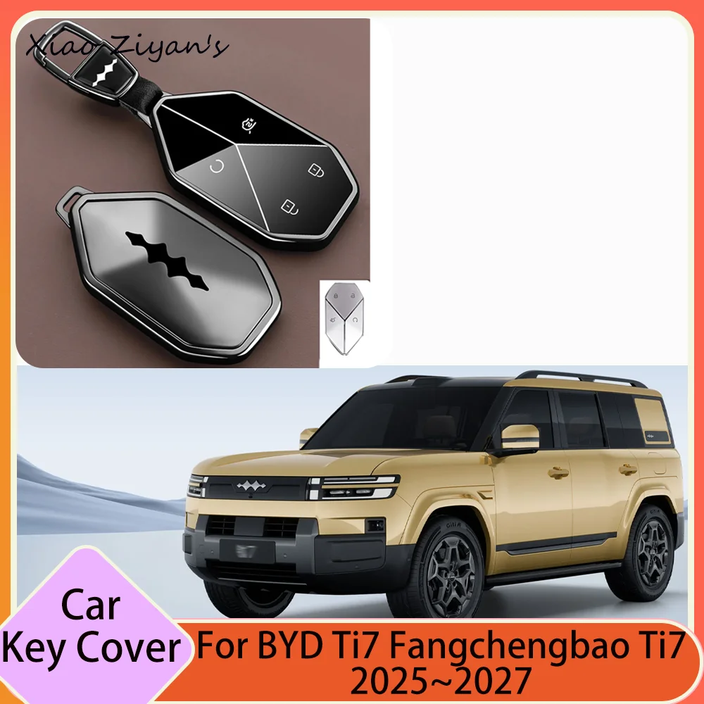 For BYD Ti7 Fangchengbao Ti7 2025~2027 2026 Aluminum Alloy Car Key Anti-drop Control Protective Cover Key Ring Accessory