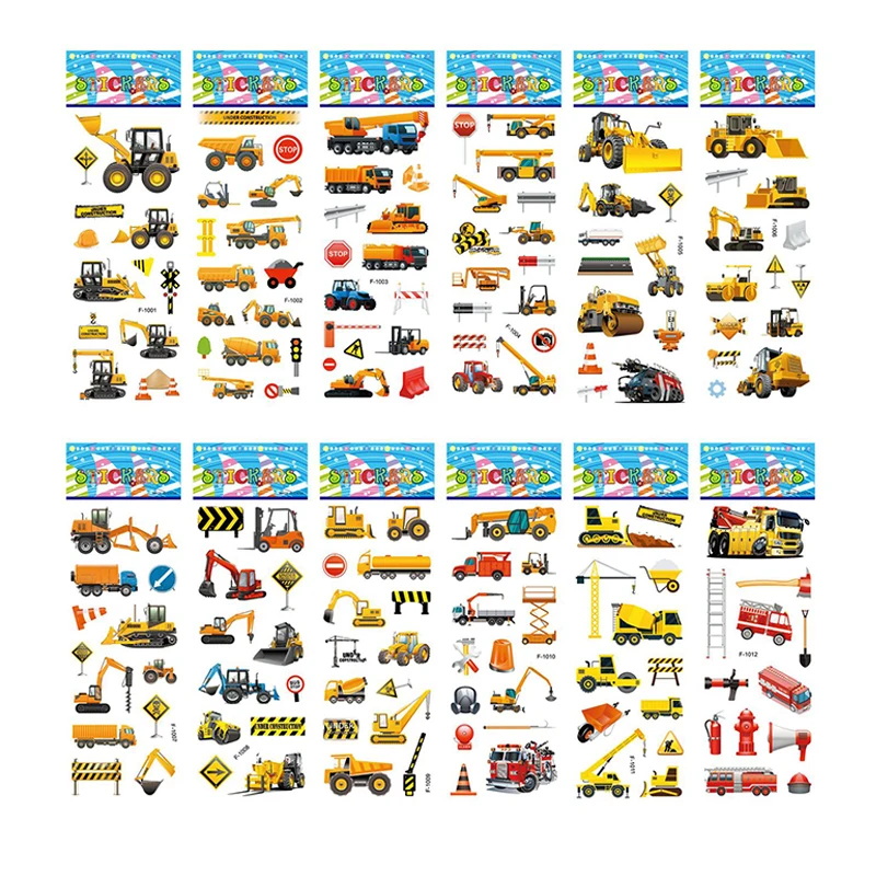 10 Blatt 3D-Puffy-Aufkleber für Kinder, technische Fahrzeuge, Bagger-Aufkleber, Cartoon-Autos, Aufkleber, Spielzeug für Kinder, Geschenk für Jungen – Detail 5