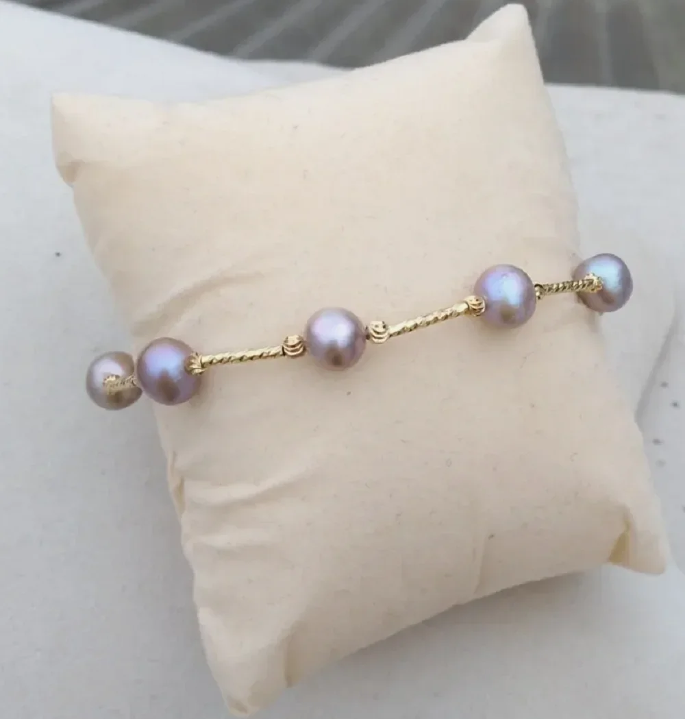

Hot selling 8-8.5-inch natural pearl AAA 8-9mm round South Sea gray pearl necklace in 14K gold