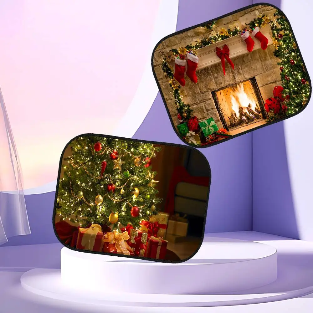 C-عيد الميلاد-S الجانب نافذة الشمسيات سيارة كهرباء فيلم الجانب نافذة ظلة الزجاج الأمامي السيارات نافذة ظلة غطاء للطفل #3