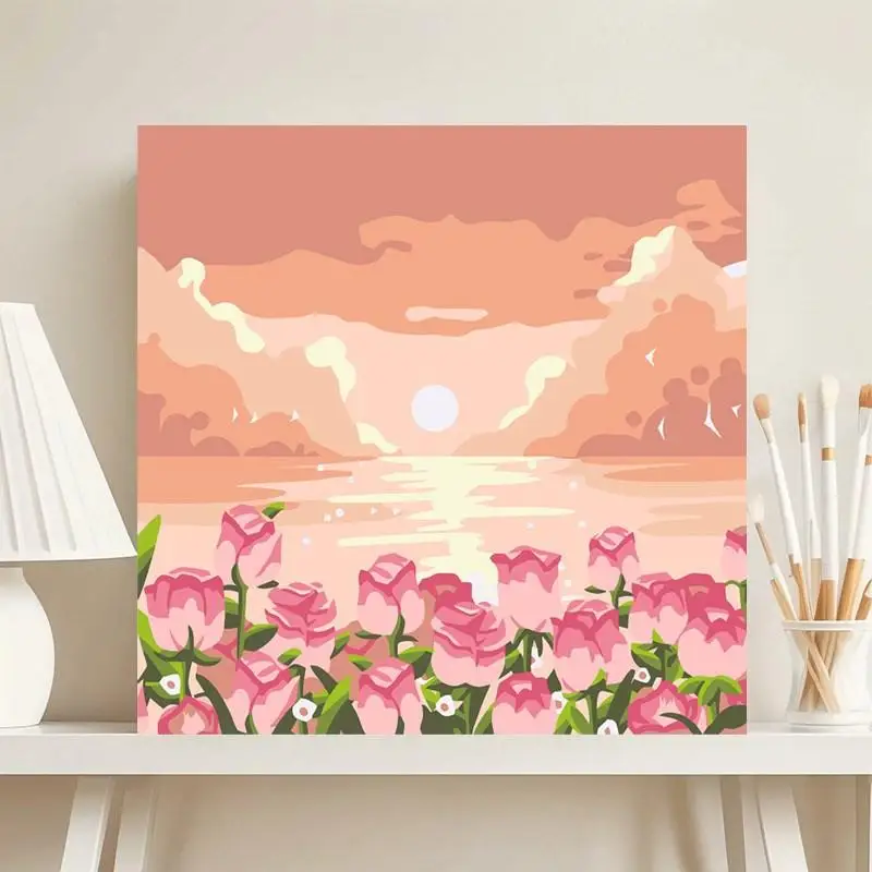 DIY Digital Oil Painting By Numbers Set 20*20cm Canvas Frame Number Painting Living Room Wall Decor Holiday Gift