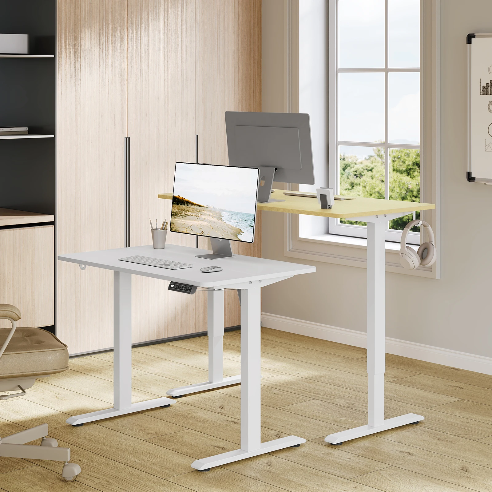 WOLTU Electric Standing Desk Height Adjustable Computer Desk with USB Charging Port Ergonomic Work Table with Memory Control