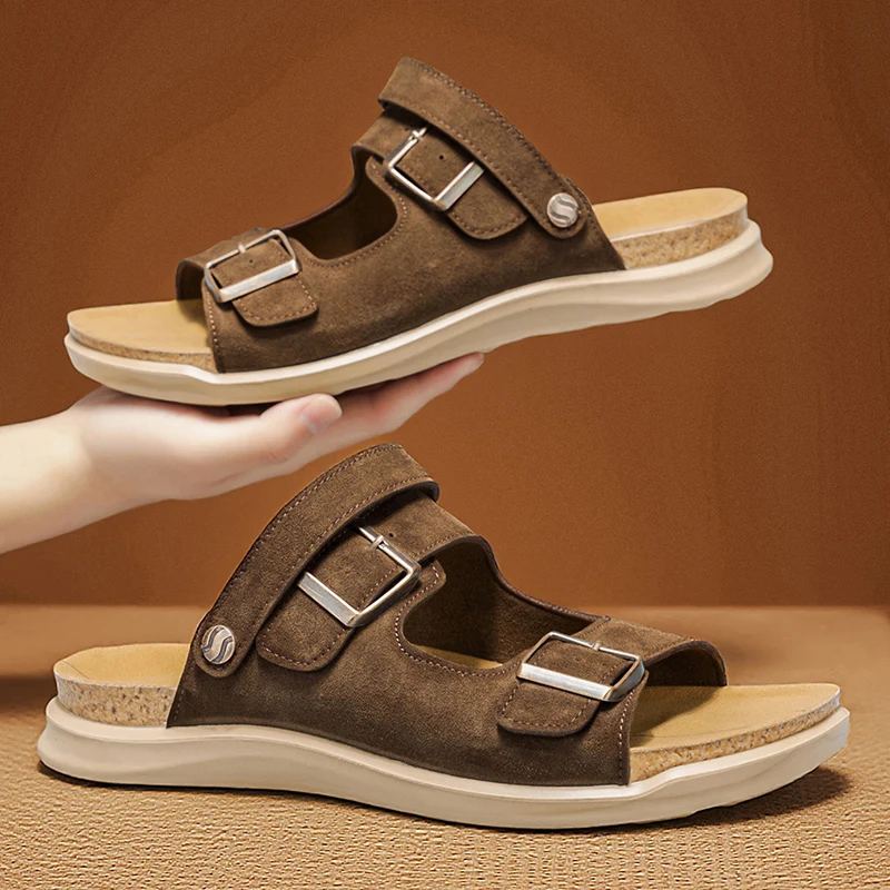 

Мужские высококачественные удобные повседневные сандалии, летние дышащие легкие пляжные туфли для активного отдыха, сандалии без застежек для прогулок, повседневные сандалии.