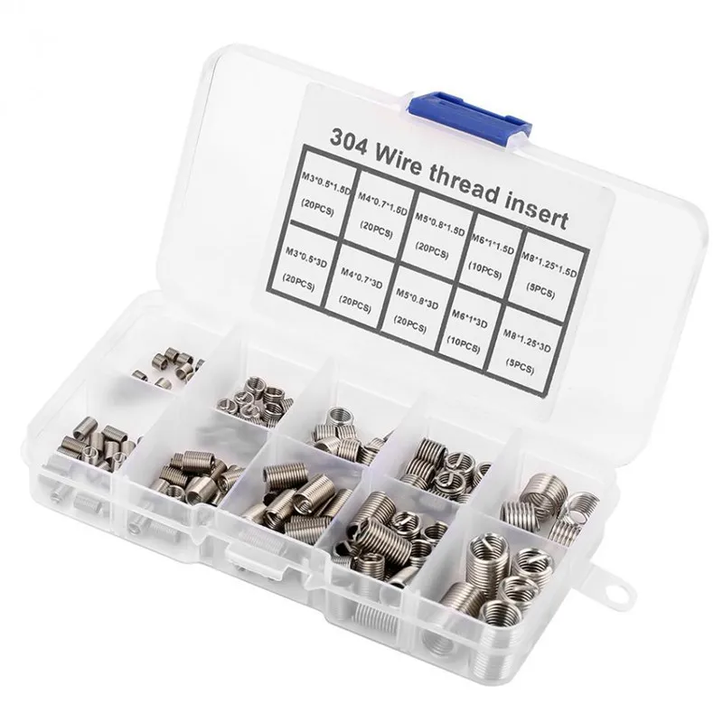 150pcs AGASHE Helicoil Thread Repair Inserts Kit with M3 M4 M5 M6 M8 Helicoil Wire & Threaded Bushings Suitable for Automotive,