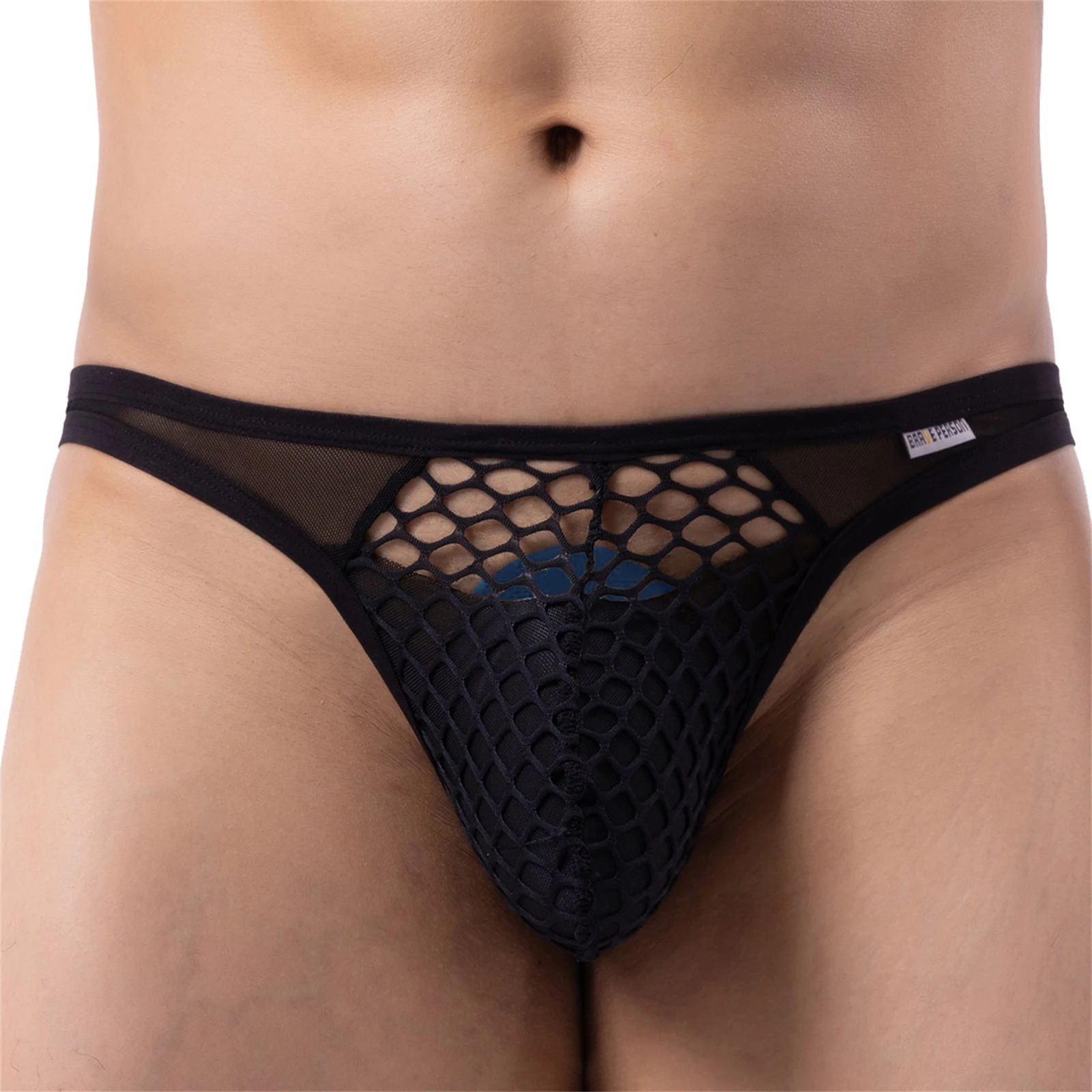 CLEVER-MENMODE T-Back Thong G String Sexy Men\'s Underwear Mesh Sheer Penis Pouch Fishnet Panties tanga Underpants Lingerie