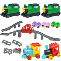 Big Size City Track Straight Curved Building Block Train Car Parts Transport Railway Large Particles Bricks Compatible Duploes