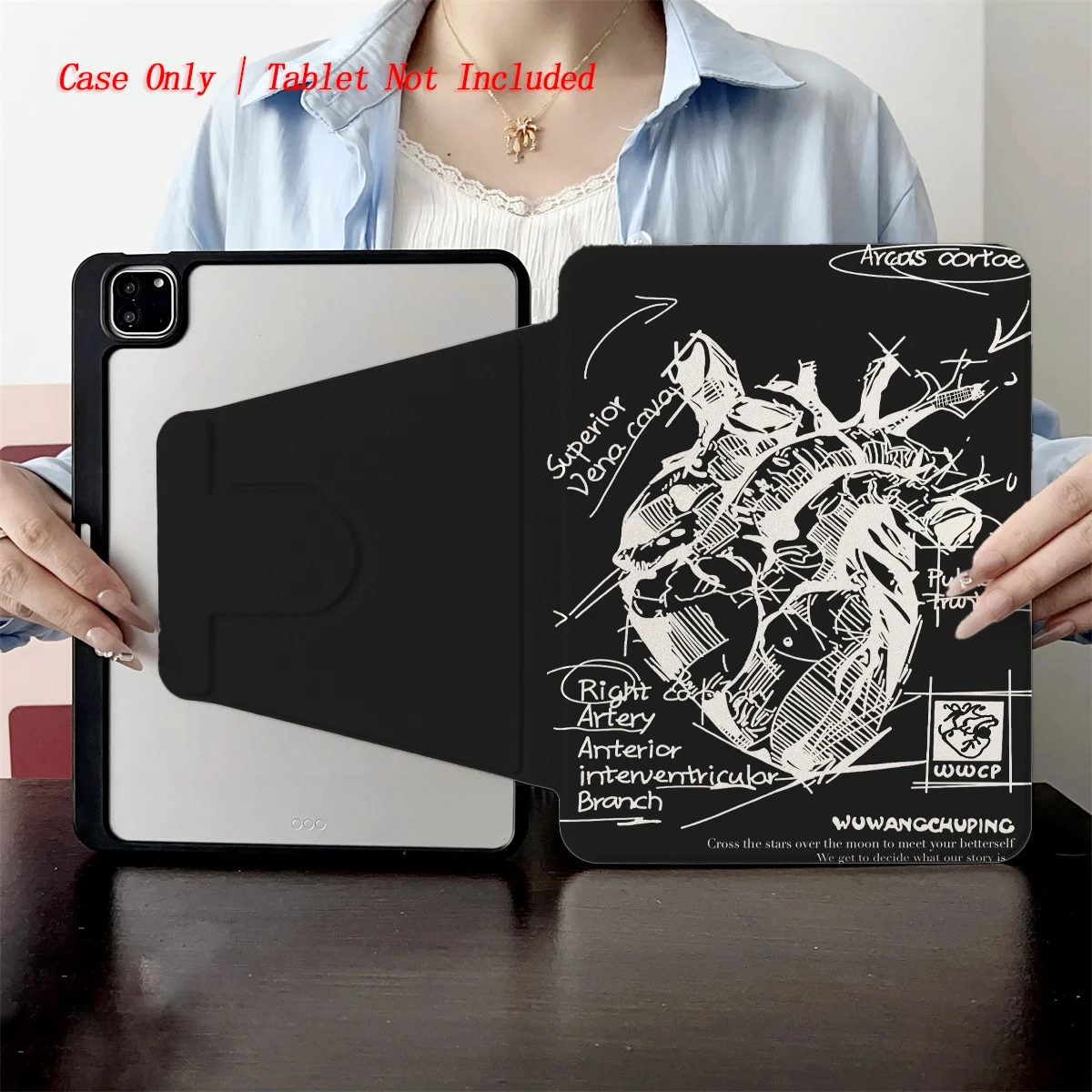 Timeless Black and White Heart Design iPad Case for 9th Gen 10.2/8th Gen Shockproof Bumper Multi-Angle Stand