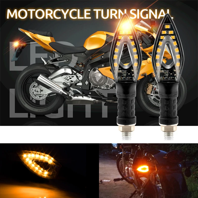 2Pcs Motorcycle Signals Light LED Running Flowing Water Steering Lamp 12V Flasher Amber Lndicator Blinker Motorcycle Accessories