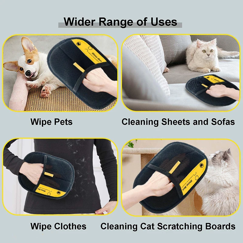 Fotografia 6: Luva Removedora de Pelos de Animais, Escova Eletrostática Reutilizável para Remoção de Pelos de Cães e Gatos, para Lençóis, Sofás, Tapetes e Roupas