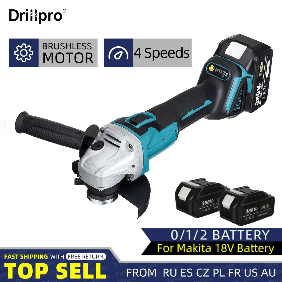Brushless Angle Grinder Velocidades M14 com Bateria de Lítio Moedor Elétrico Polisher Ferramentas de Corte para Makita 18v Bateria 125 mm