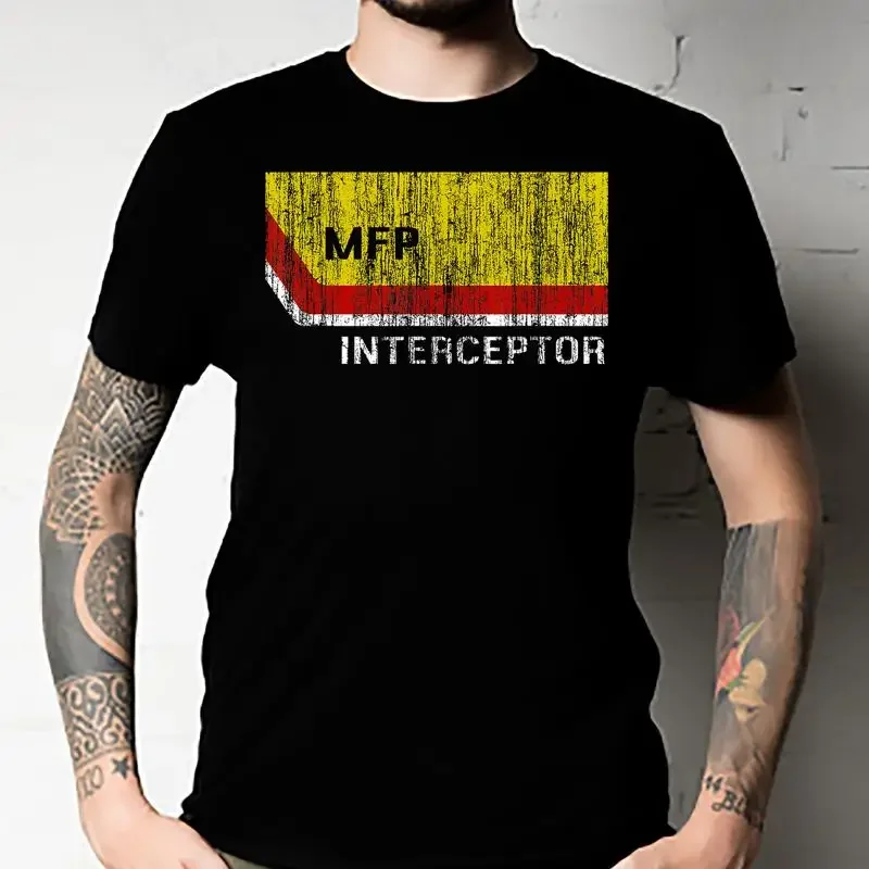 Mad Max Inspired Mfp Interceptor V8 Pursuit Car Navy Printed T Shirt