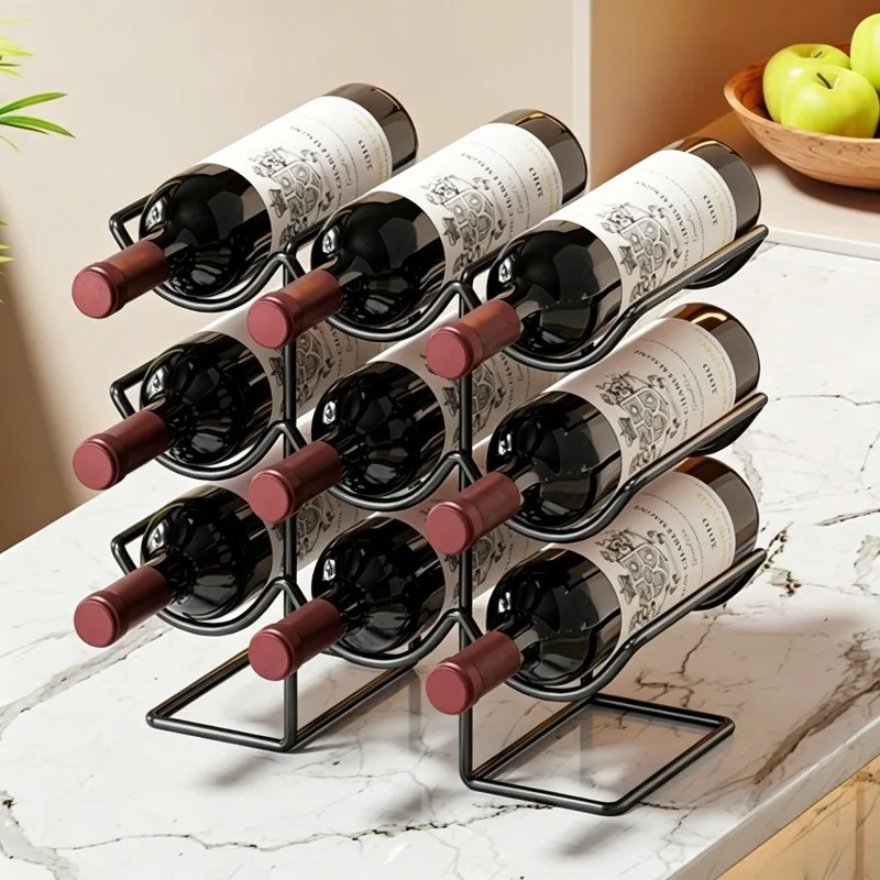 Metal Wine Rack Luxury Wine Bottles Holder Barware Whiskey Vertical Showcase Holders Household Tabletop Decor Wines Display Rack