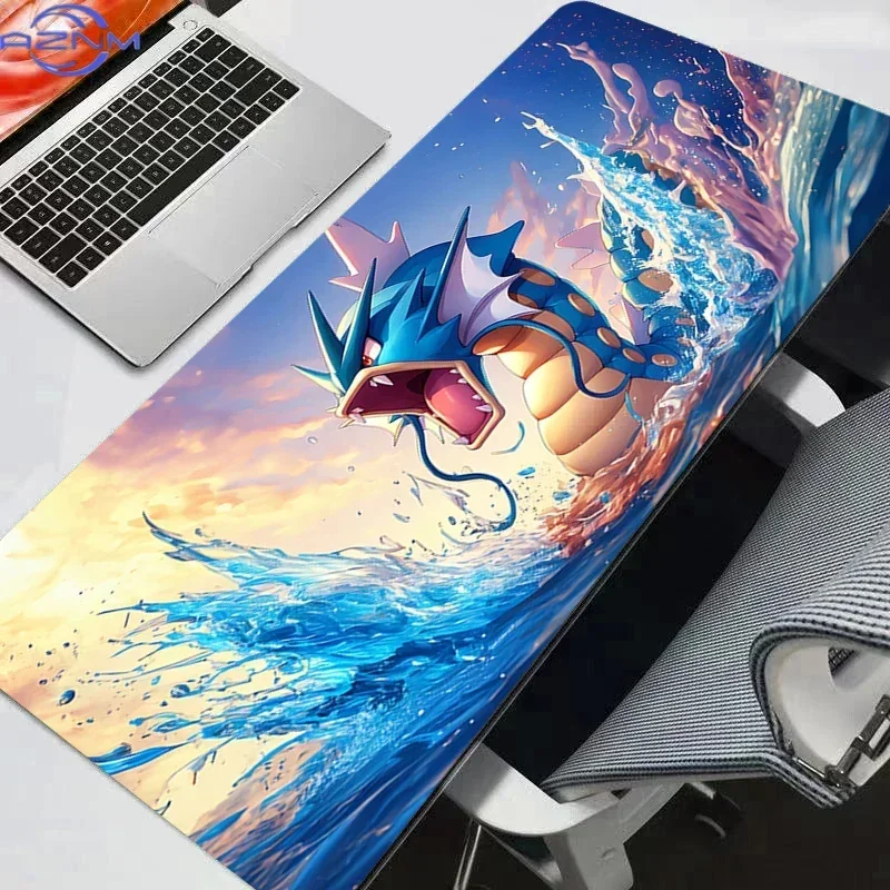 Gyarados Water Splash Anime Large Mousepad, Rubber Non Slip Desk Mat for Gaming and Office Desktop Decoration
