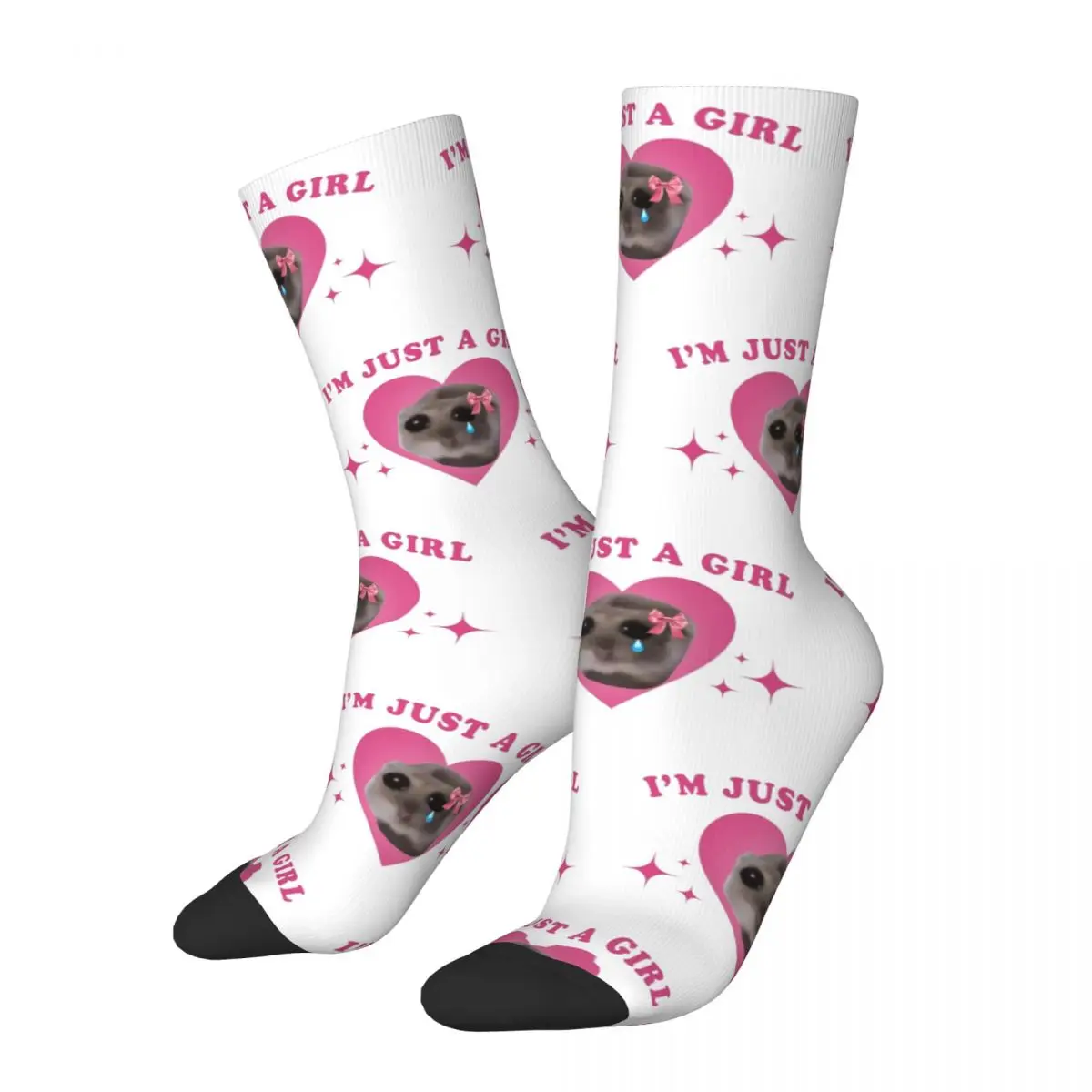 New Male Men Socks Casual Sad Hamster Meme Im Just A Girl Sock Skateboard Women Socks Spring Summer Autumn Winter