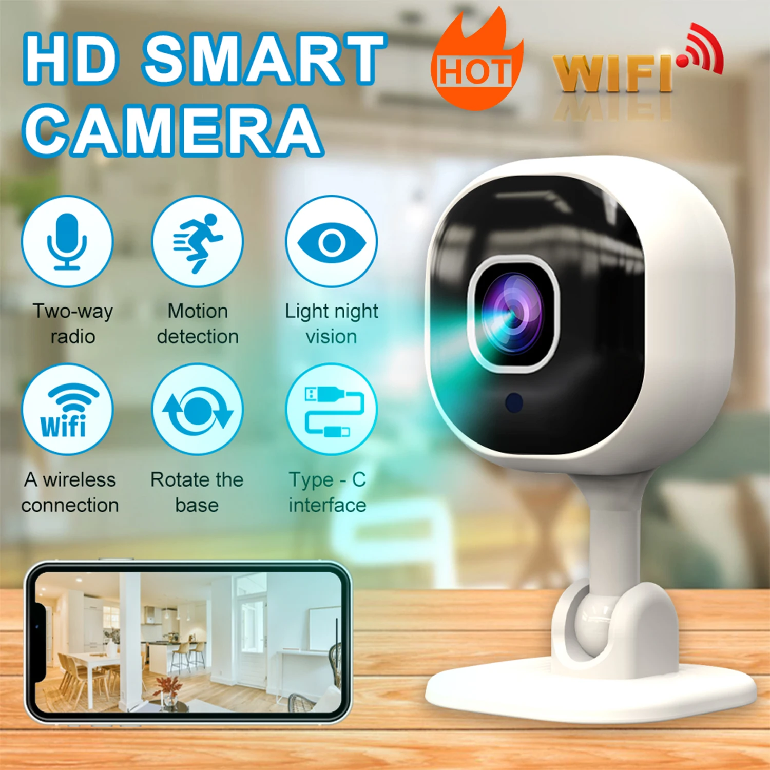 

HD Wifi Camera Infrared Night Vision Home Security 360° Wireless Ip Camera Two Way Audio Surveillance Camera Security Protection