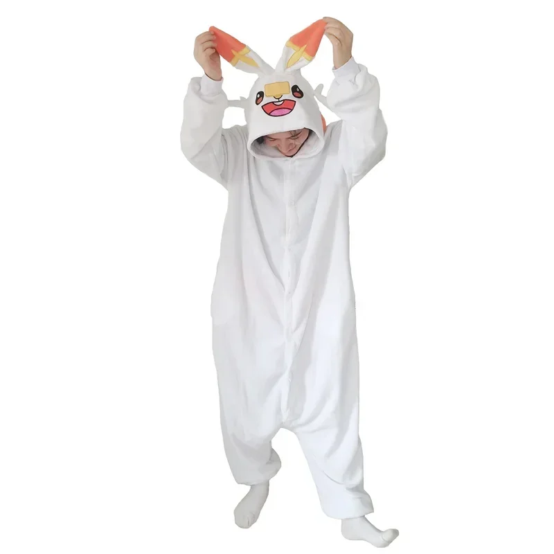 

Miniso Scorbunny Комбинезоны для взрослых пижамы Косплей Костюм для Хэллоуина женские кигуруми полный тело фотосессия Рождество