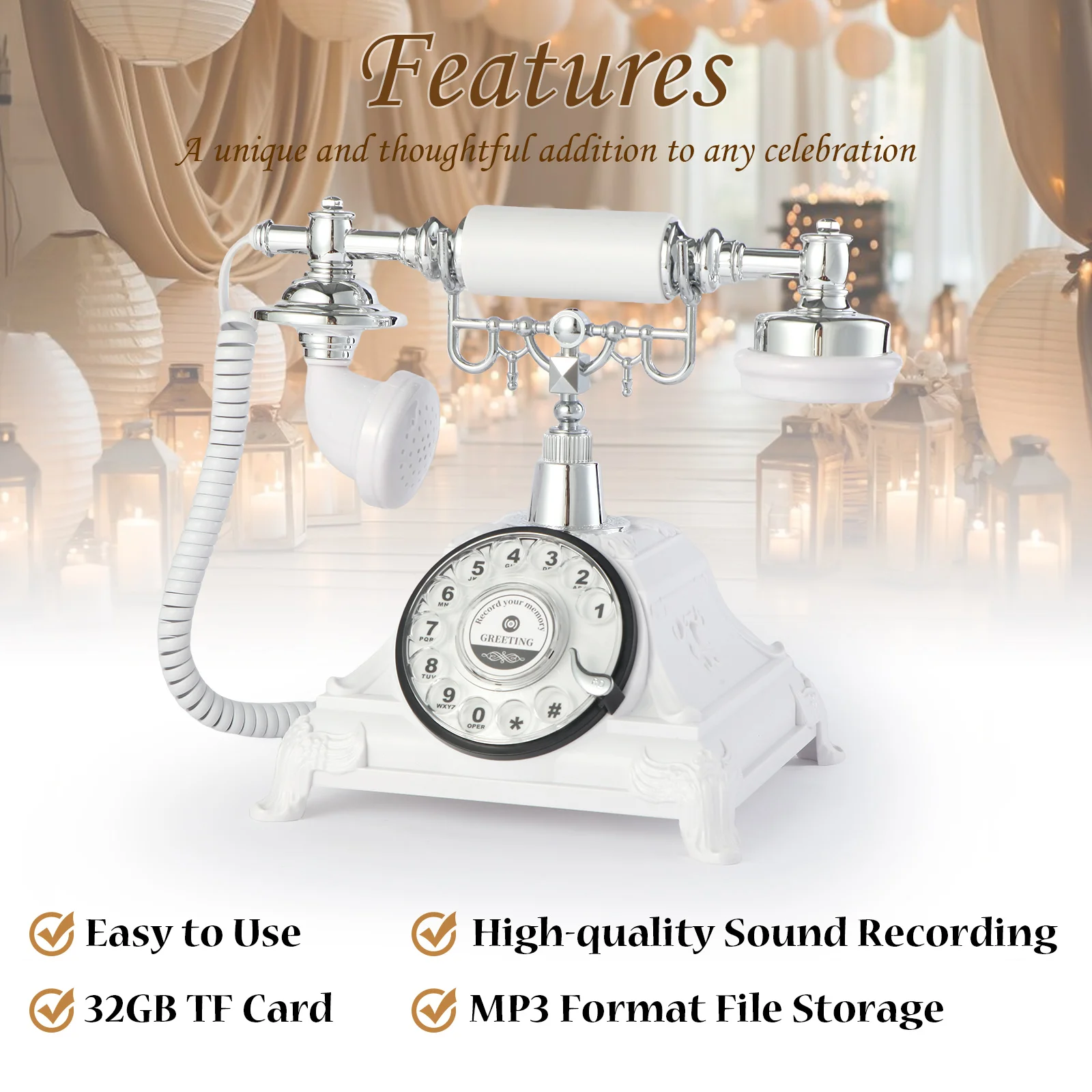 Audio message book phone wedding guest voice blessing message book banquet voice check-in message phone birthday party celebrati