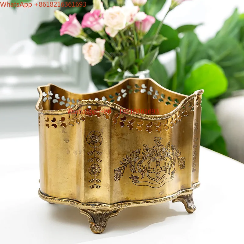 Imported Brass Retro Living Room Wine Cabinet Ice Wine Bucket Bar Restaurant Ice Drink Bucket Tools Stationery Tableware Bucket