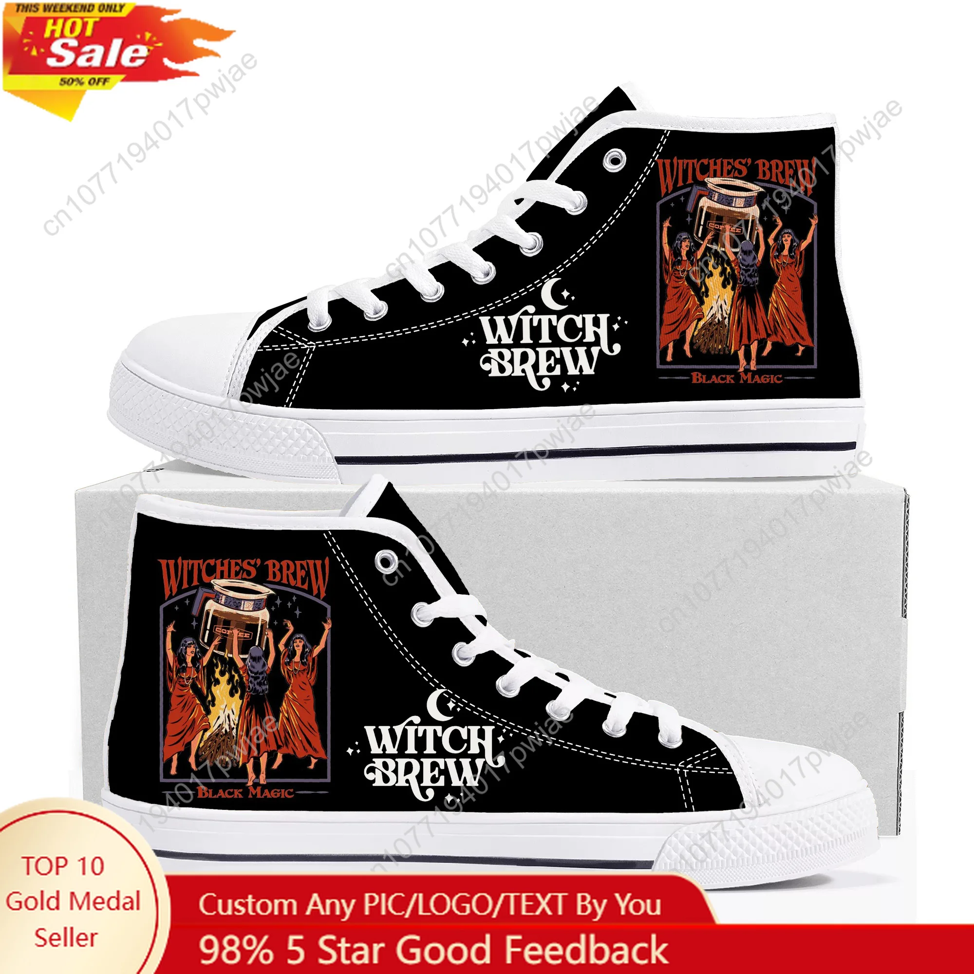 

Witches Brew Coffee Black Magic High Top High Quality Sneakers Mens Womens Lightweight Canvas Sneaker Ghana Casual Custom Shoes