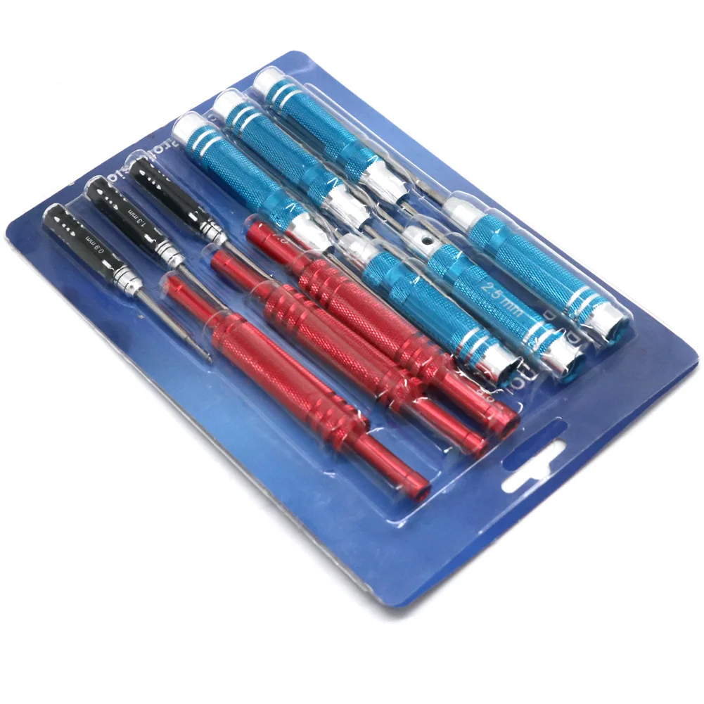 RC Model Repair Tool Kit 12in1 RC Car Tool Kit Hex Screwdriver (Flat, Phillips, Hex) Set with Tray for RC Drone Helicopter Car