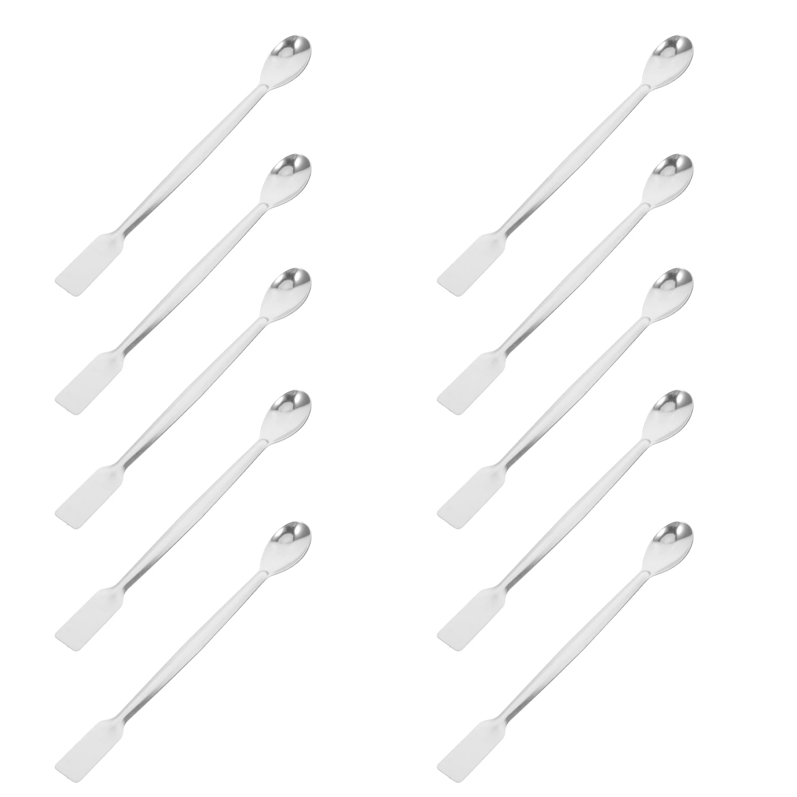 

10 Pcs Spoon Flat End Double Sampling Lab Spoons Stainless Steel Spatula Spatulas Bead Scooper