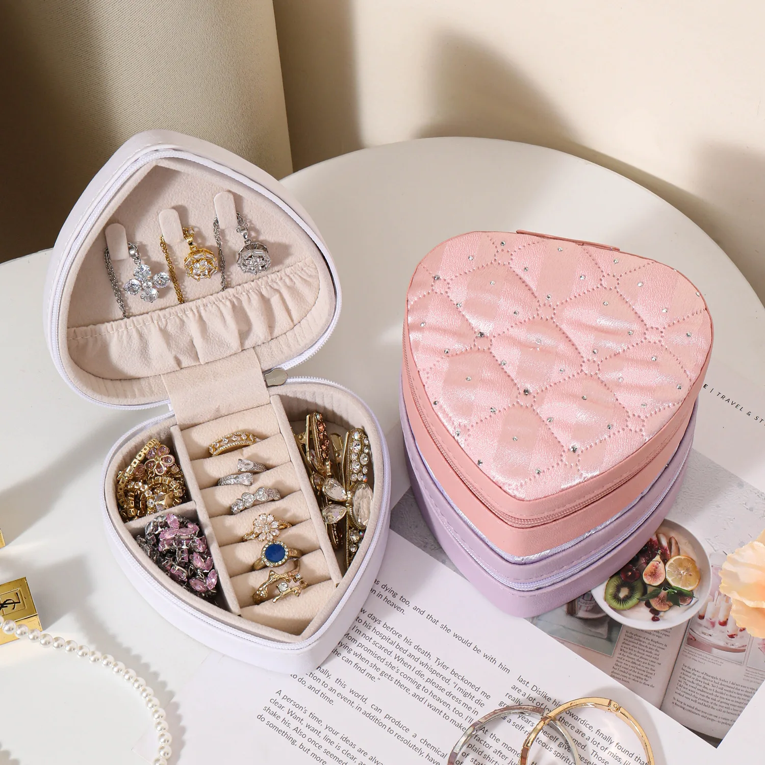 

Mother's Day gift New Love Simple Storage Travel Portable Jewelry Storage Box Earrings Ring Small Jewelry Box