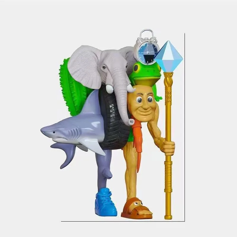 Tung Tung – figurine de dessin animé Sahur Brainrot, bâton en bois, décoration de bureau, Collection d'ornements, modèle de poupée, jouet cadeau