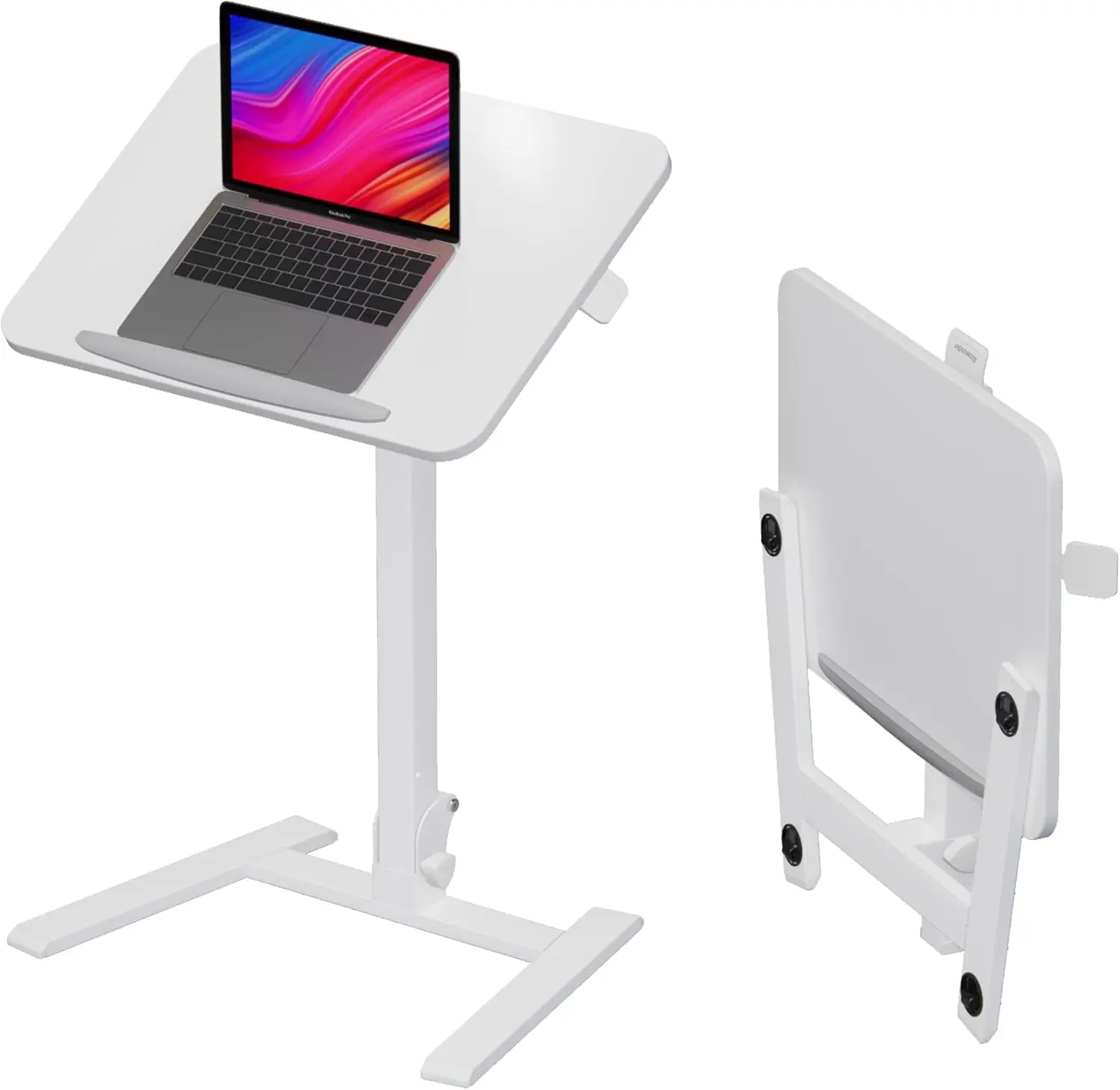 

25 Inch Mobile Folding Desk No Assembly Pneumatic Sit Stand 29 42 Height Adjustable Rolling Laptop Desk with Hidden Wheels 0