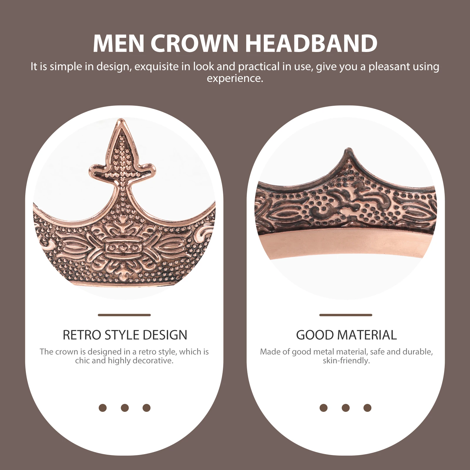 

King Crown Headwear Retro Baroque Costume Headdress Prop Hair Crown Decor Male Tiara Elegant DelicateVintage Party Wedding