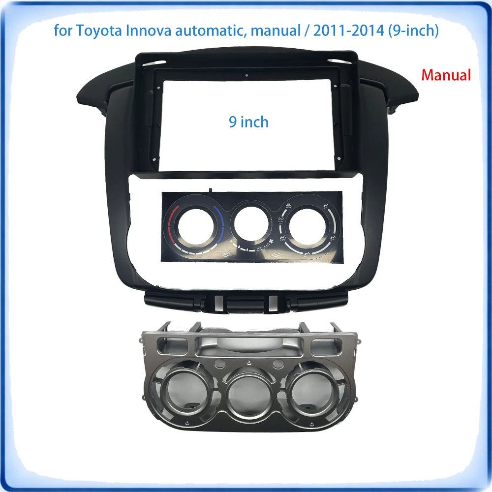 Car Radio Fascia Frame For Toyota Innova 2011-2014 9 inch Auto/Manual Stereo Panel Wiring Harness Power Cable