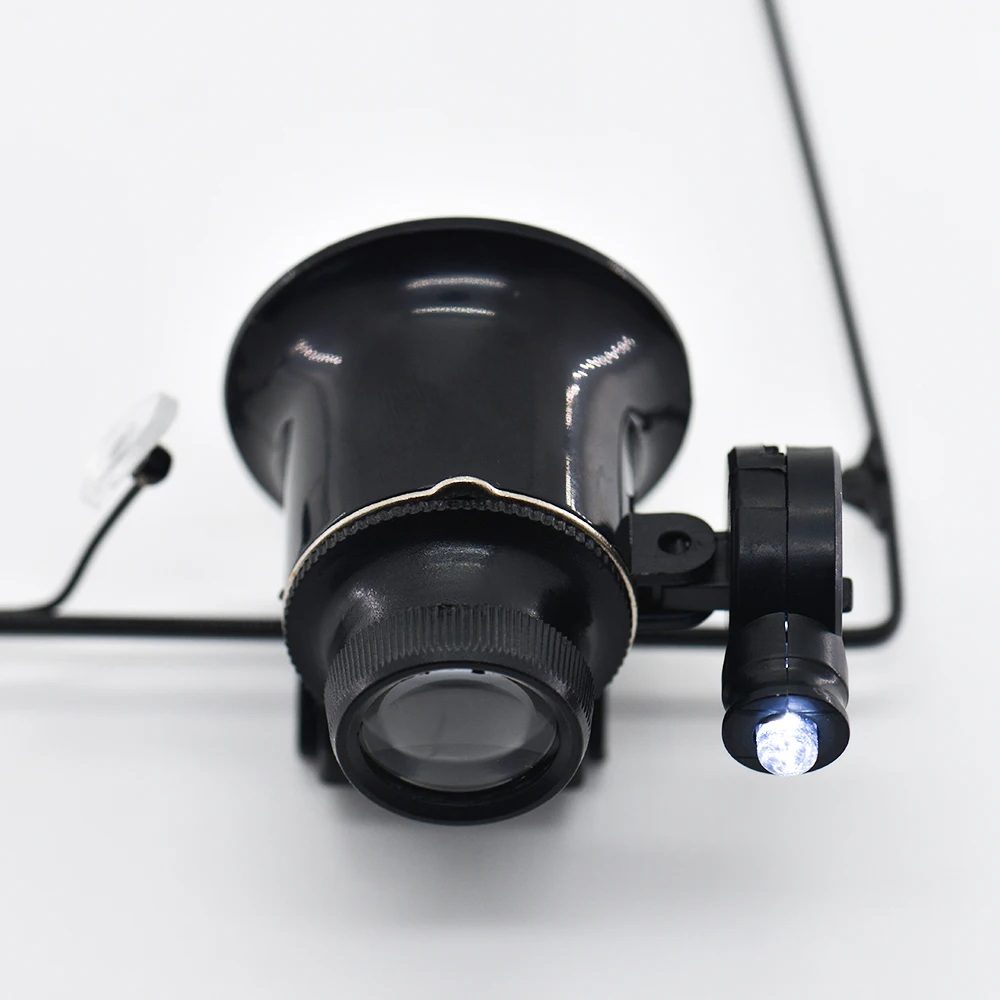 Fascia per capelli 20X lente d'ingrandimento lente d'ingrandimento lente d'ingrandimento per gioielli riparazione orologio lente d'ingrandimento per orologiaio con 1 luce a LED