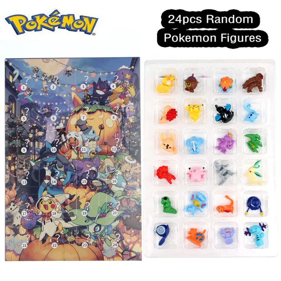 Caja de calendario de adviento de Pokémon para niños, juguetes de Figuras de Pikachu, Mini Figuras de Anime, Caja de Regalos de Halloween, 2023