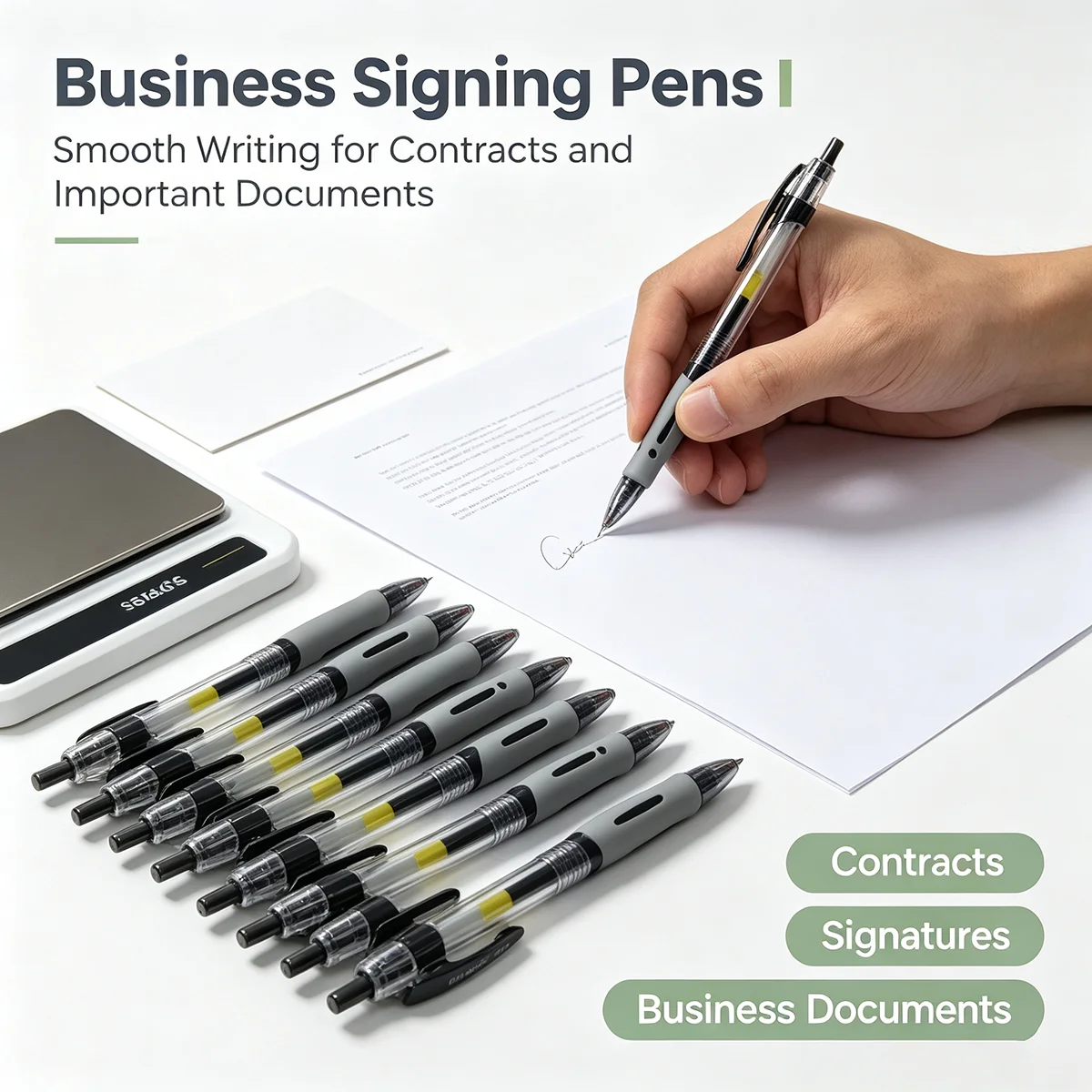 10 Pack Retractable Gel Pens, Black Gray Yellow with Rubber Grip, Smooth Writing Ballpoint Set for Office, Meeting Notes, Daily