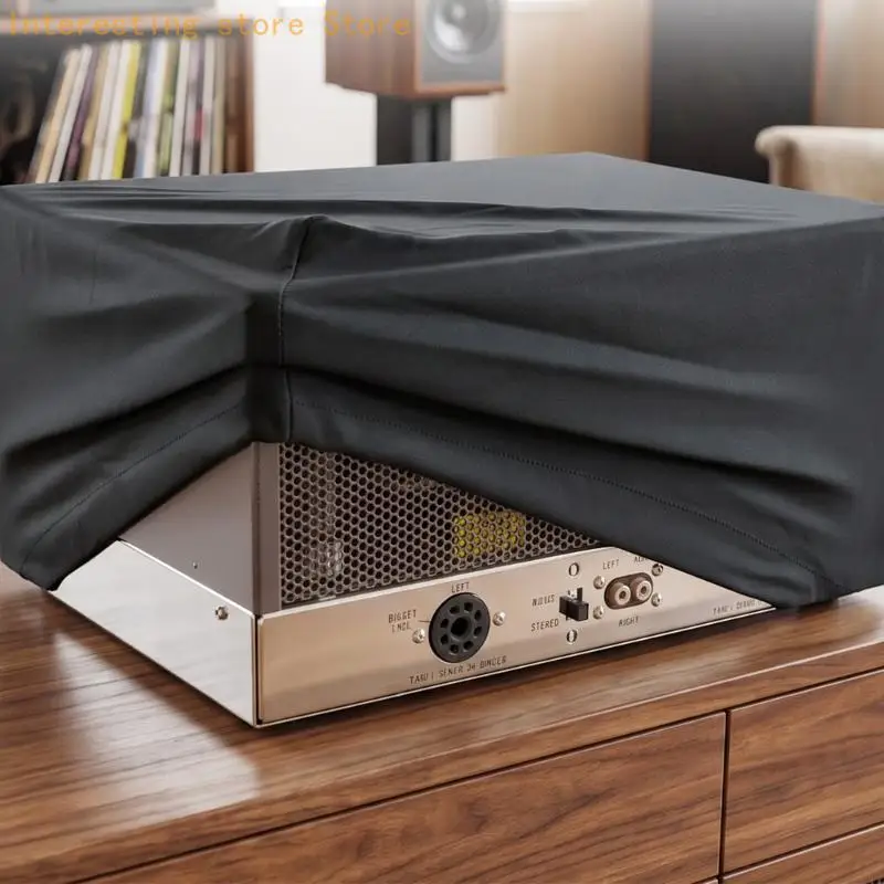Schwarzer Röhrenverstärker-Staubschutz für Stereo-70/Stereo-70Series II, geformter Eck-Stretch-Stoffbezug für Idles Home Gear – Detail 10