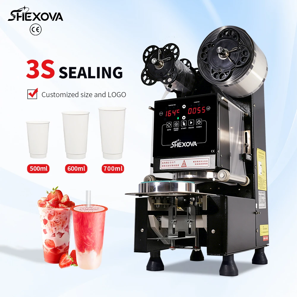 

Fully Automatic Heat Sealing Machine for Cup Rotary Pp Pet Paper Film Cup Sealer Machine for 500ml 700ml Cup Bottles Packaging