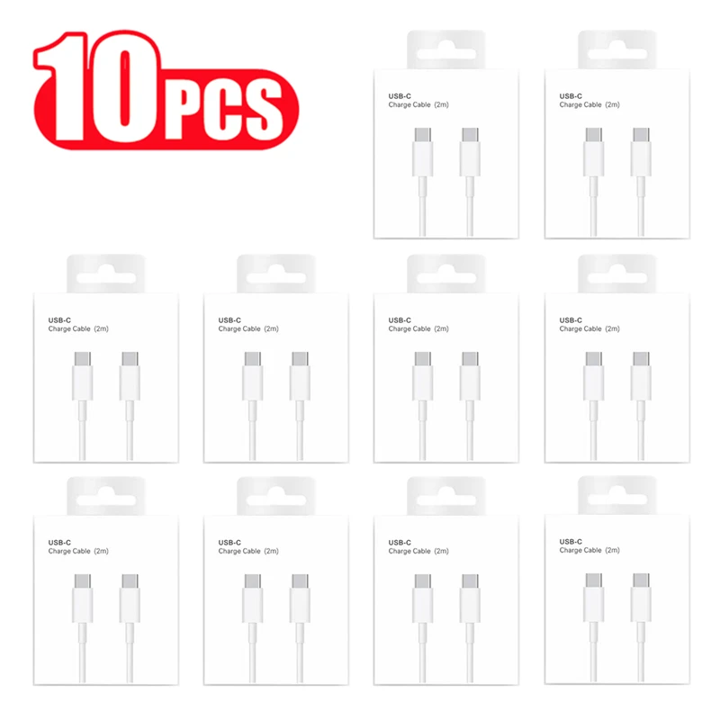 10 PCS Original USB C to USB C 100W PD Cable for iPhone 15 Plus Pro Max Huawei Samsung Xiaomi Redmi Type-C Charger Cord With Box