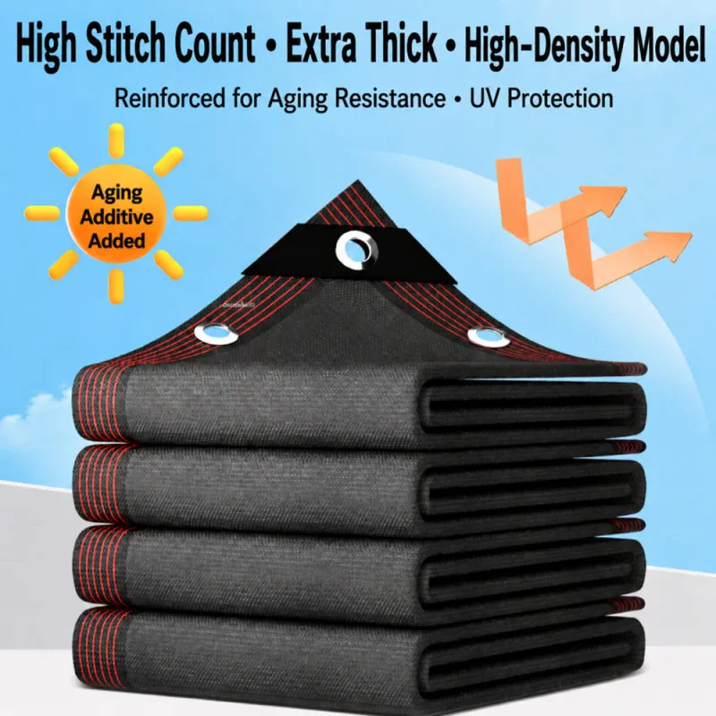 Thick Sun Shade Cloth with Grommets Heavy Duty Reinforced Edging UV Block Anti Aging Shade Net for Roof Greenhouse Planting