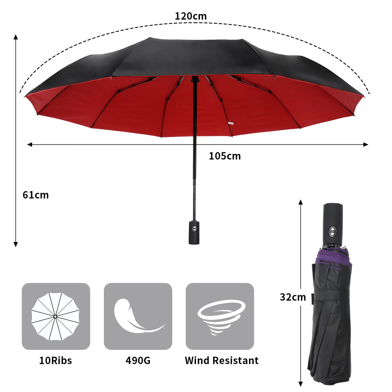 Fully automatic 10 bone umbrella men\'s thickened windproof, sun proof, sunny and rainy dual-purpose business folding umbrella, s