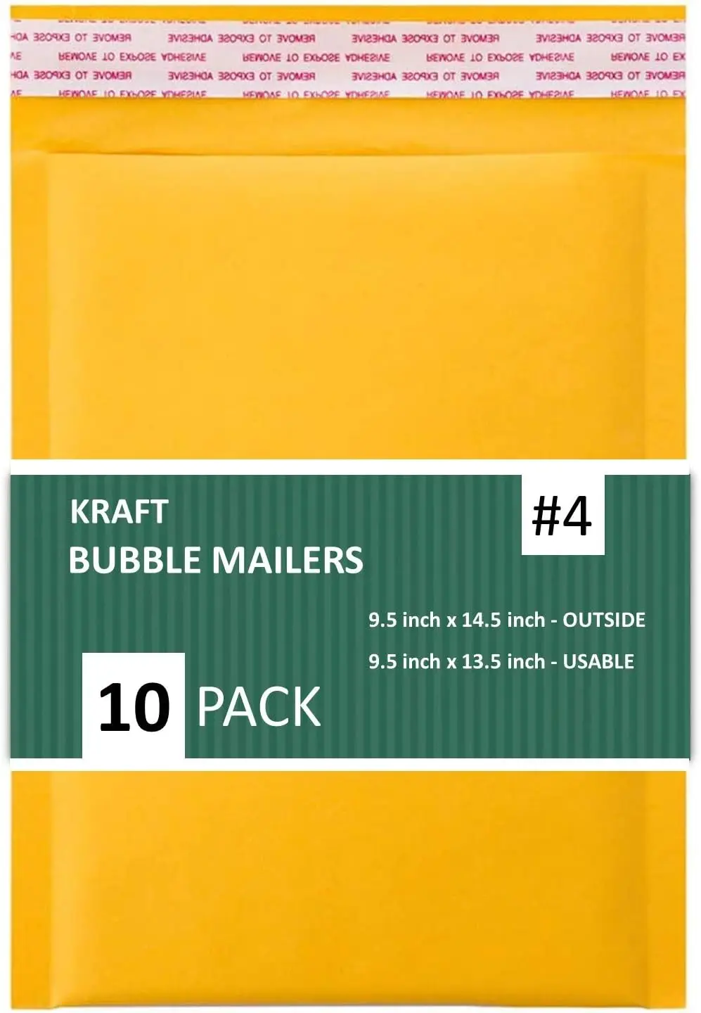 

Kraft Bubble Mailers, Self-Seal, Waterproof & Cushioned Padded Envelopes, 9.5x14.5in (10 Pack, Gold)